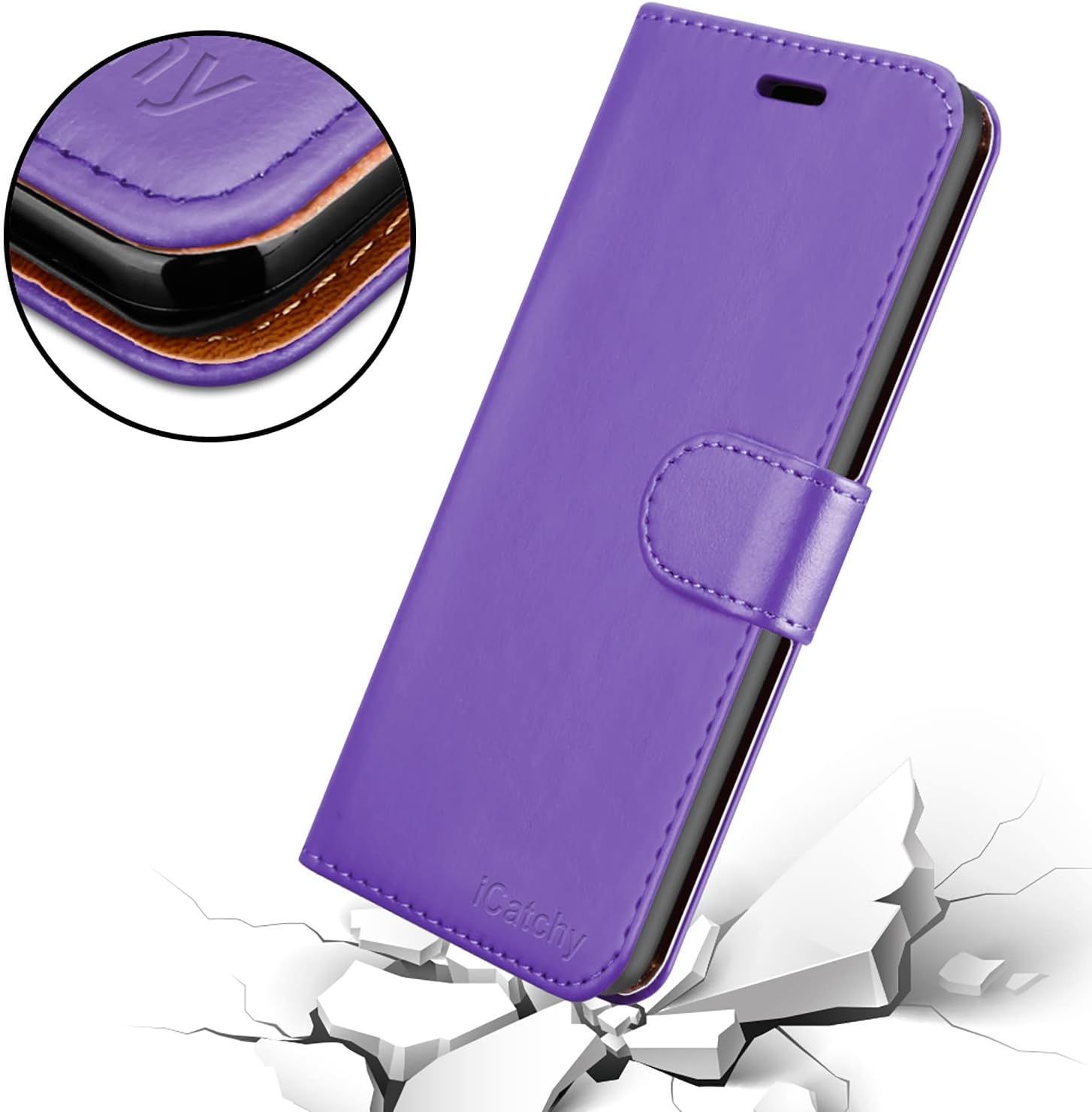 iCatchy for Samsung Galaxy M23 Case Leather Wallet Book Flip Folio Stand View Cover with Card Slots and Kickstand for Samsung Galaxy M23 Phone Cover