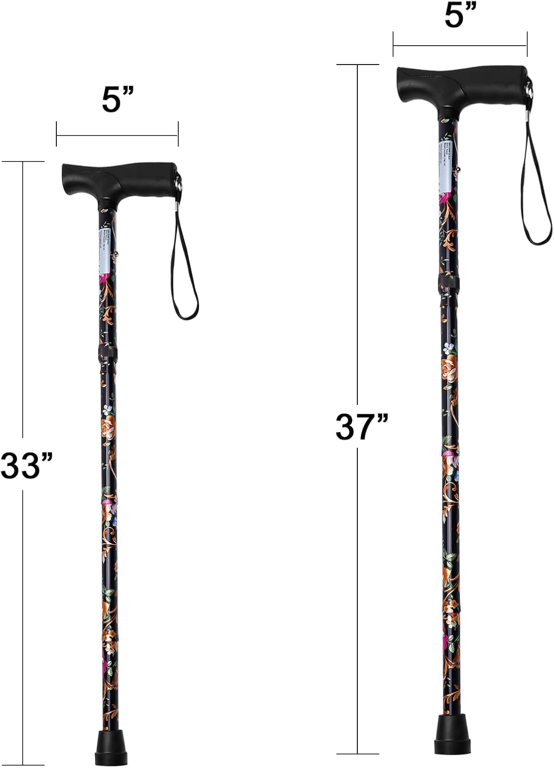 iCatchy Walking Flexible Stick, Easy Adjustable Height Folding Extendable Walking Aid Mobility Aid Collapsible Walking Stick for Unisex UKCA Approved