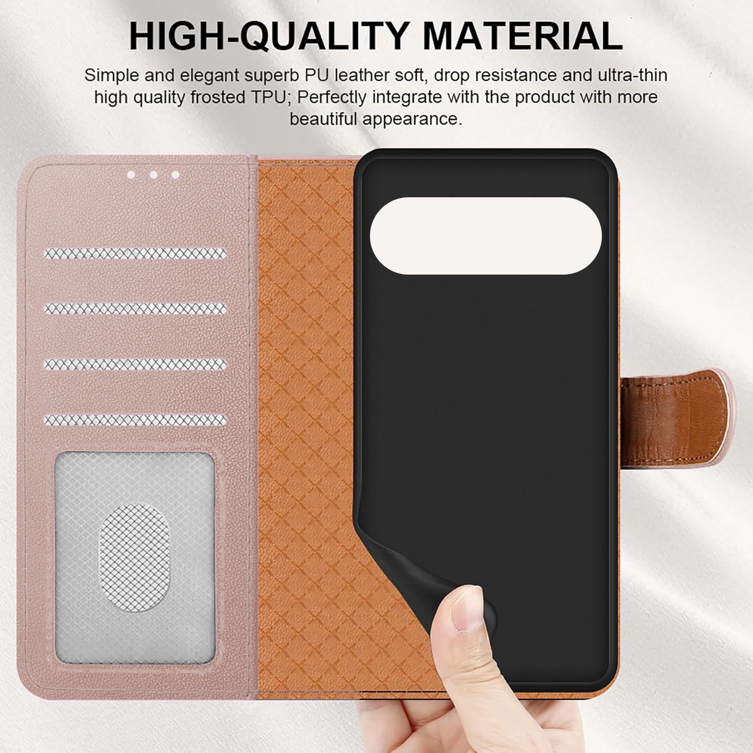 Case for Google 10 / 10 Pro with 4 Card Slots Leather Wallet Flip Book Magnetic Closure Kickstand Shockproof Protective Phone Cover compatible with Pixel 10 / 10 Pro