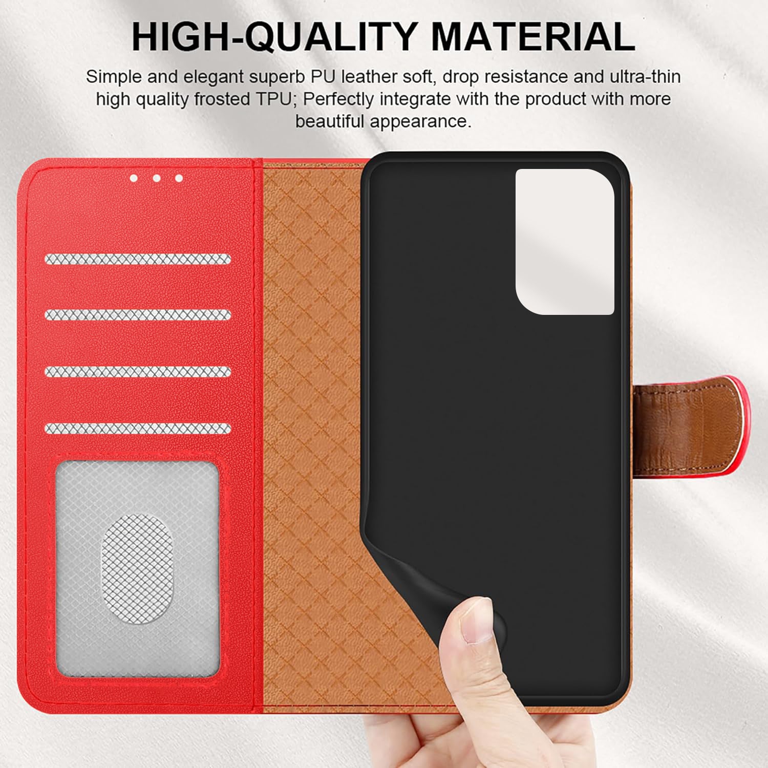 For Motorola G06 Case with 4 Card Slots Leather Wallet Flip RFID Magnetic Cover