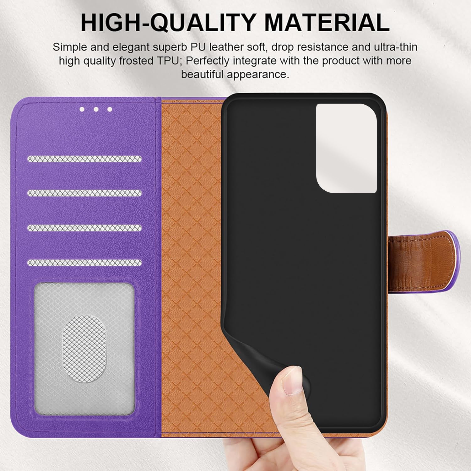 For Motorola G06 Case with 4 Card Slots Leather Wallet Flip RFID Magnetic Cover