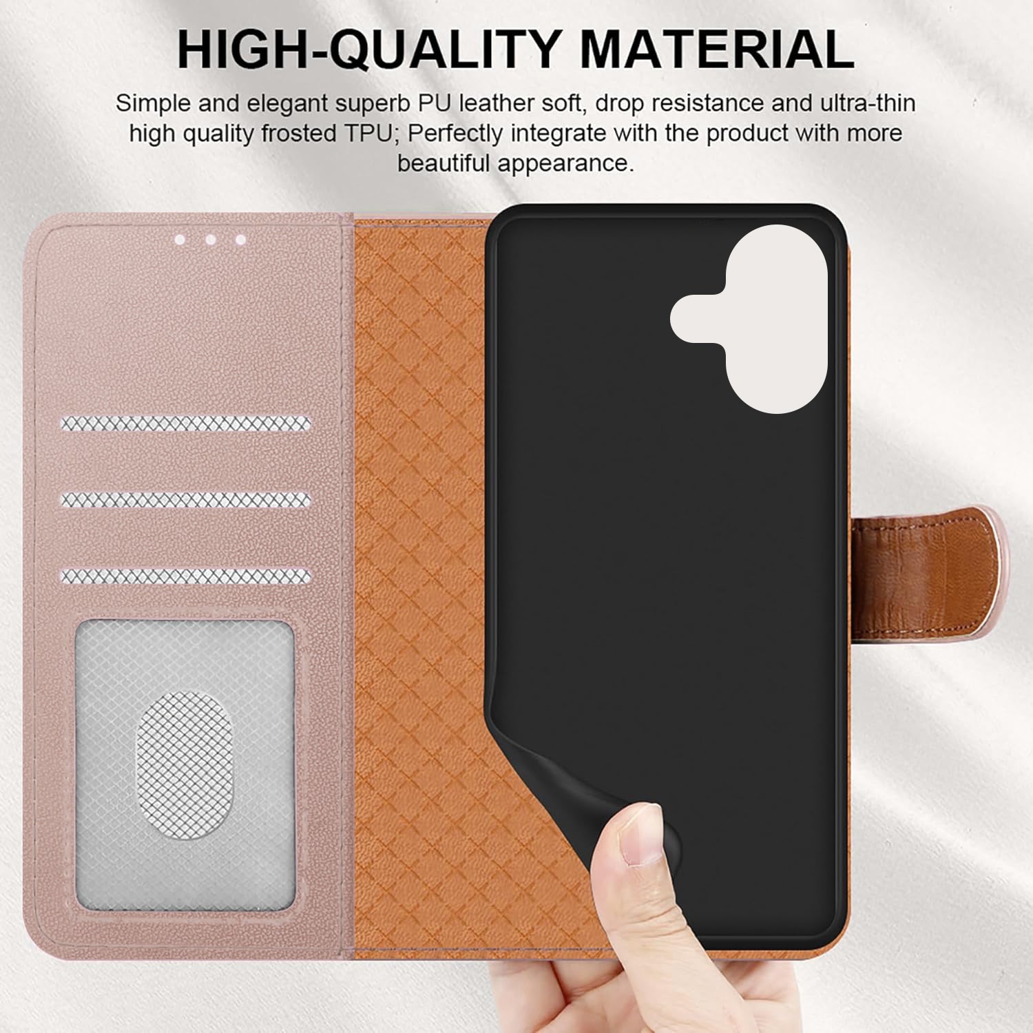 iCatchy for iPhone 17 Case with 3 Card Slots Leather Wallet Flip Book Magnetic Closure Kickstand Shockproof Protective Phone Cover compatible with iPhone 17