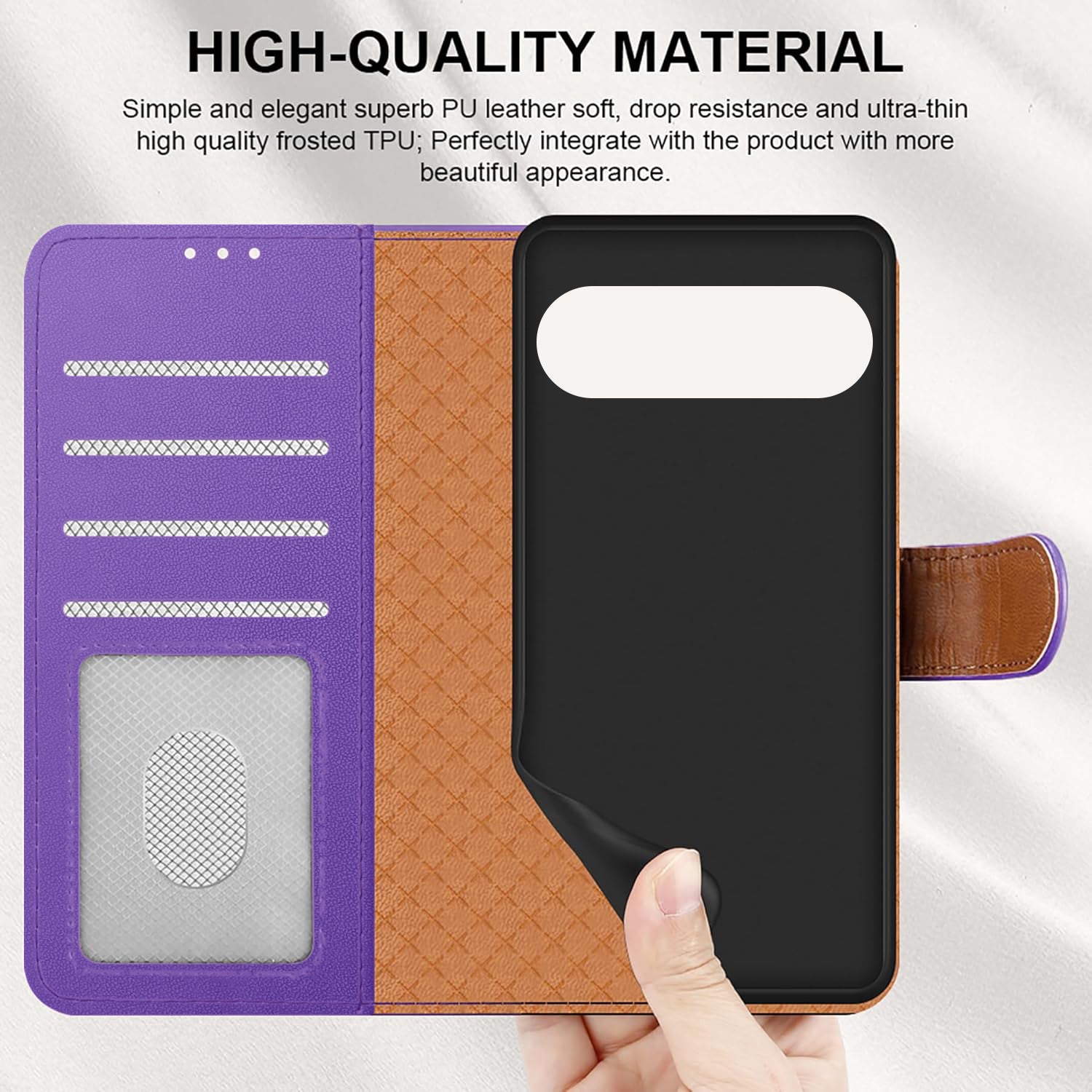 Case for Google 10 / 10 Pro with 4 Card Slots Leather Wallet Flip Book Magnetic Closure Kickstand Shockproof Protective Phone Cover compatible with Pixel 10 / 10 Pro
