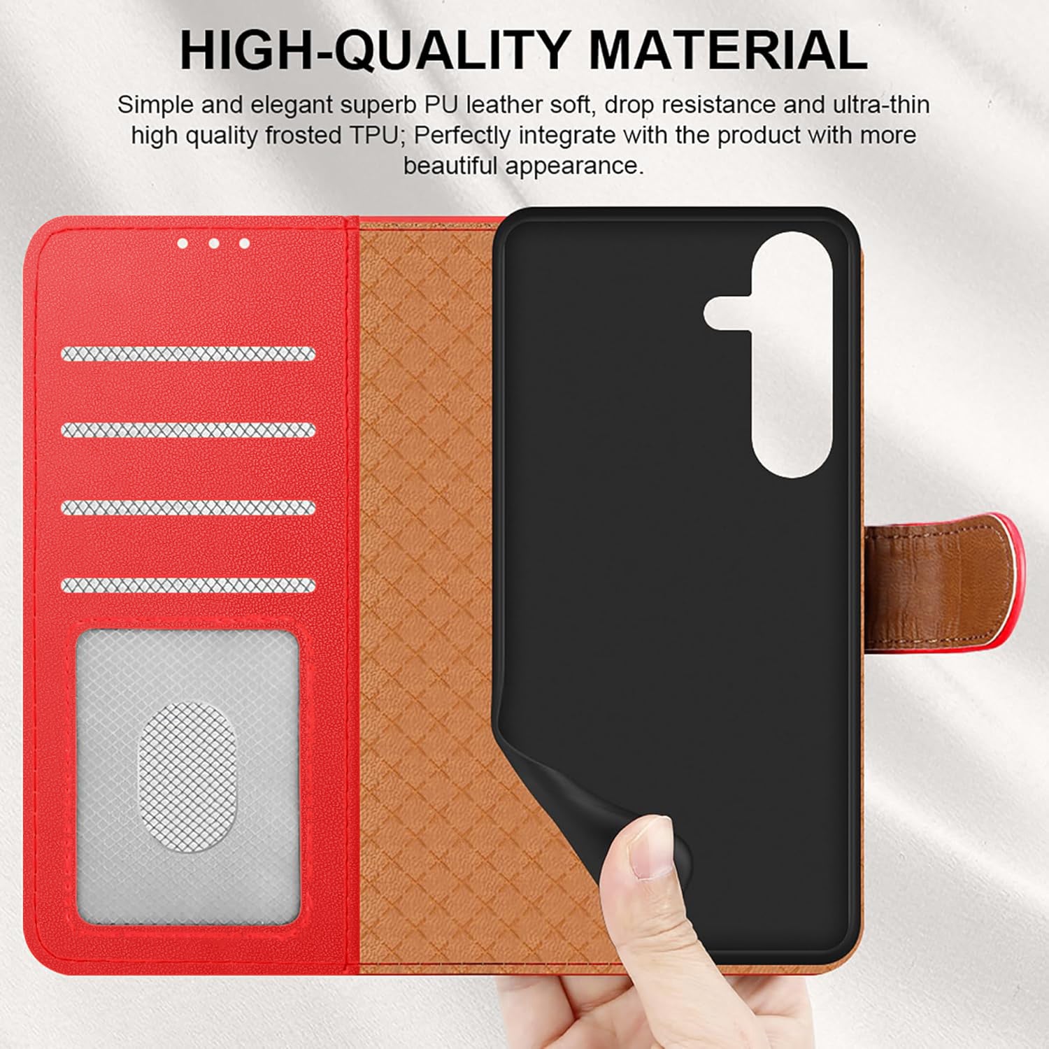 iCatchy for Samsung S25 FE Case with 4 Card Slots Leather Wallet Flip Book Magnetic Closure Kickstand Shockproof Protective Phone Cover compatible with Galaxy S25 FE