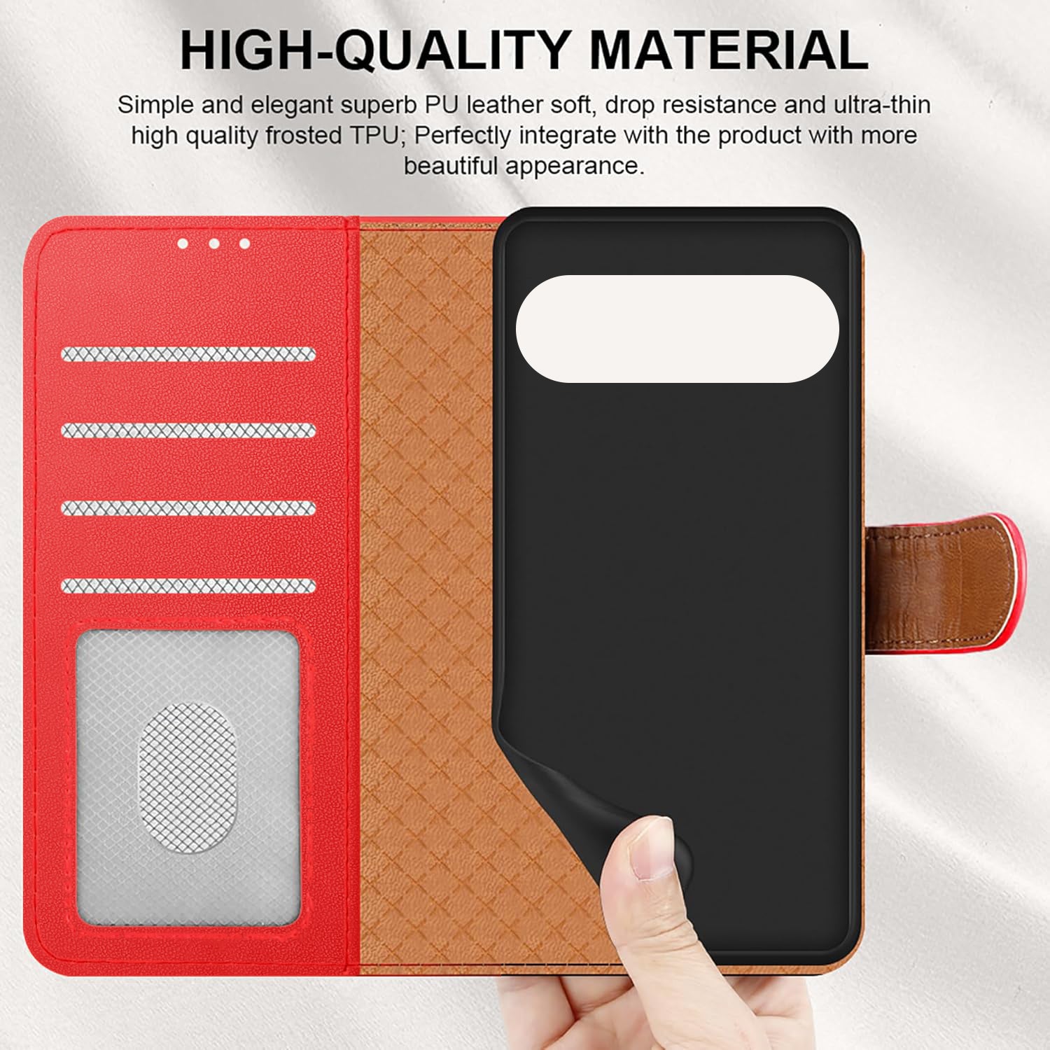 Case for Google 10 / 10 Pro with 4 Card Slots Leather Wallet Flip Book Magnetic Closure Kickstand Shockproof Protective Phone Cover compatible with Pixel 10 / 10 Pro