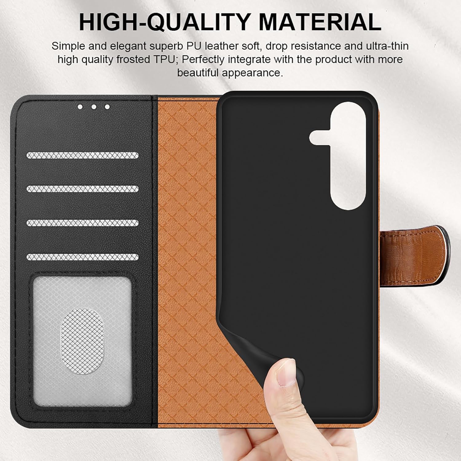 iCatchy for Samsung S25 FE Case with 4 Card Slots Leather Wallet Flip Book Magnetic Closure Kickstand Shockproof Protective Phone Cover compatible with Galaxy S25 FE