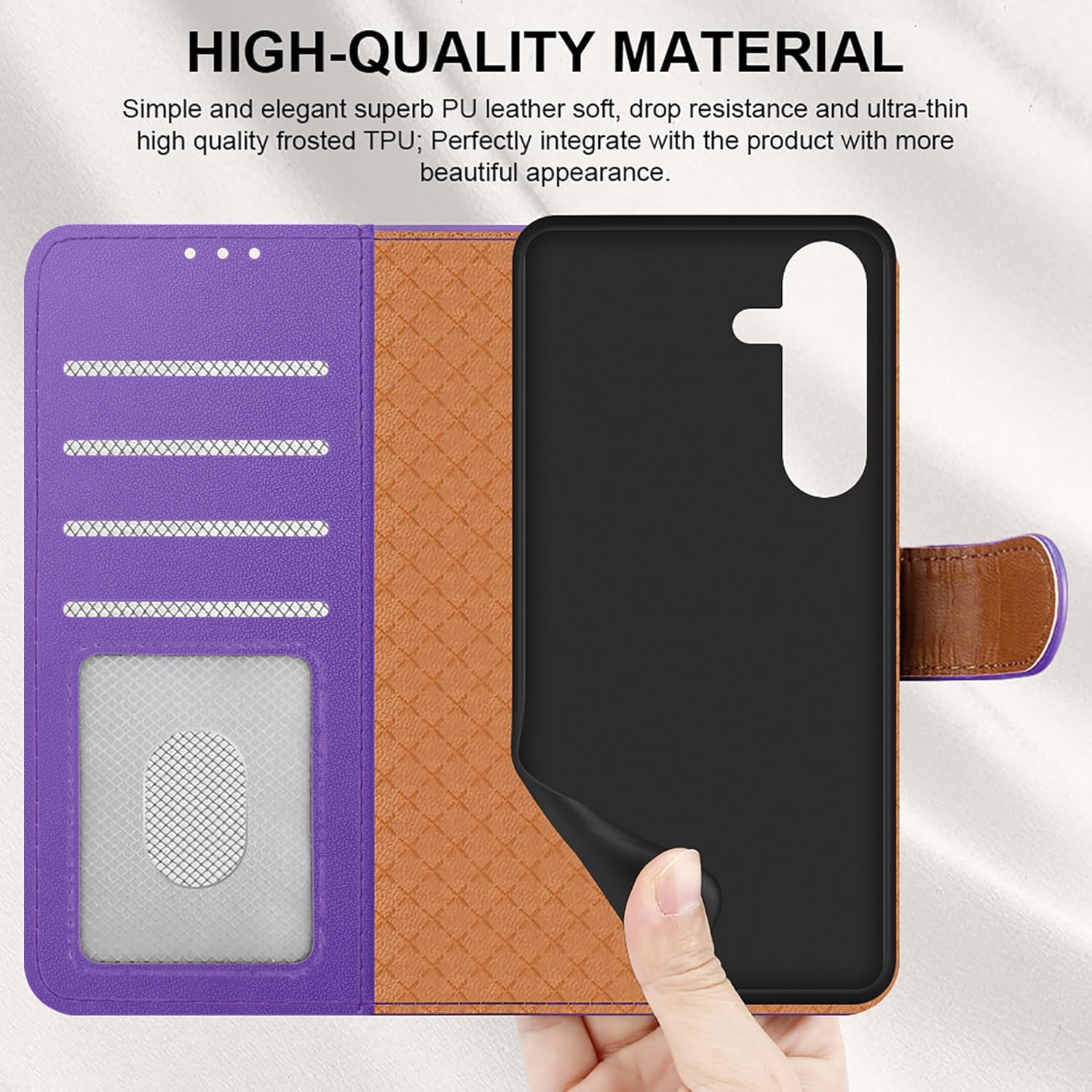 iCatchy for Samsung S25 FE Case with 4 Card Slots Leather Wallet Flip Book Magnetic Closure Kickstand Shockproof Protective Phone Cover compatible with Galaxy S25 FE