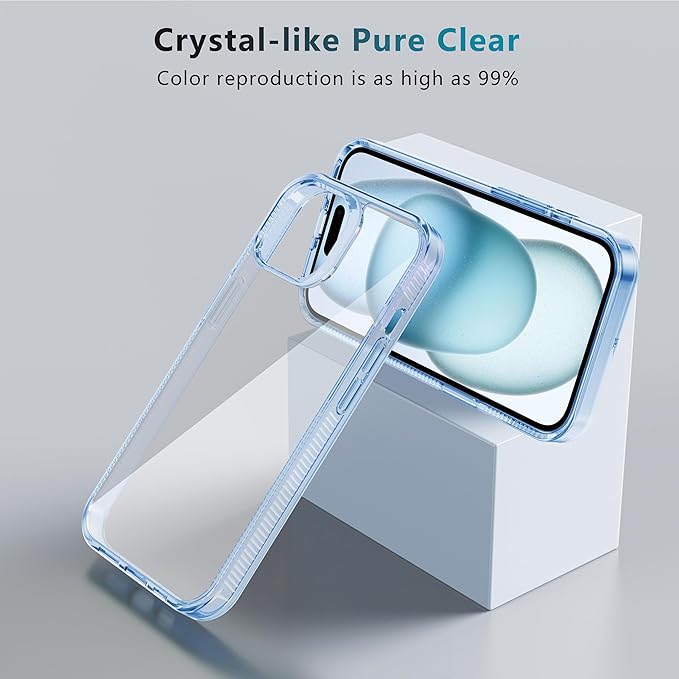 iCatchy for iPhone 15 Case 6.1-Inch, Shockproof Bumper Phone Cover, Anti-Yellowing Clear Back Compatible with iPhone 15