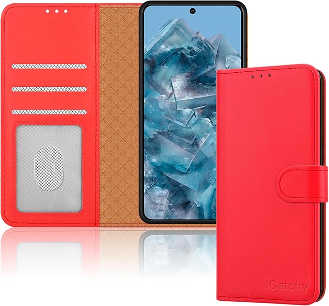 iCatchy for Google Pixel 8 Pro Case Leather Wallet Book Flip Folio Stand View Magnetic Protect RFID Blocking Cover Compatible with Pixel 8 Pro Phone