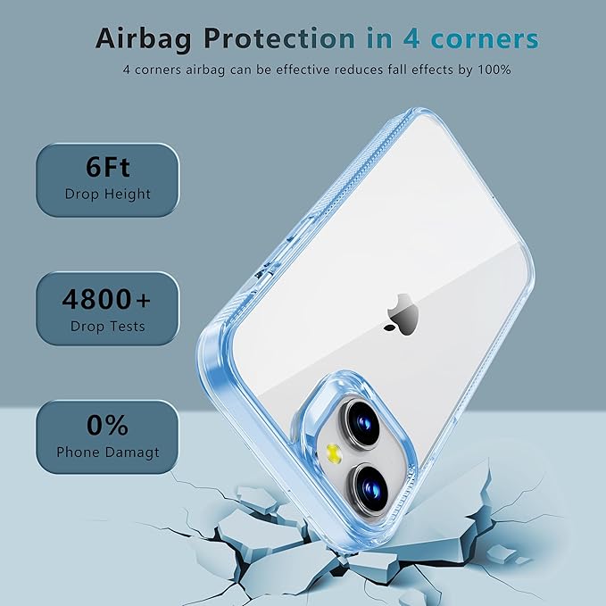 iCatchy for iPhone 15 Case 6.1-Inch, Shockproof Bumper Phone Cover, Anti-Yellowing Clear Back Compatible with iPhone 15