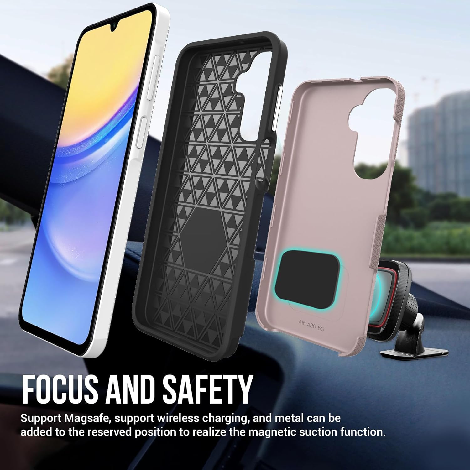 iCatchy Case for Samsung A17 A16 A26 Phone and 2X Screen Protector, Heavy Duty Rugged Military Grade Dual Layer Shockproof Matte Phone Cover
