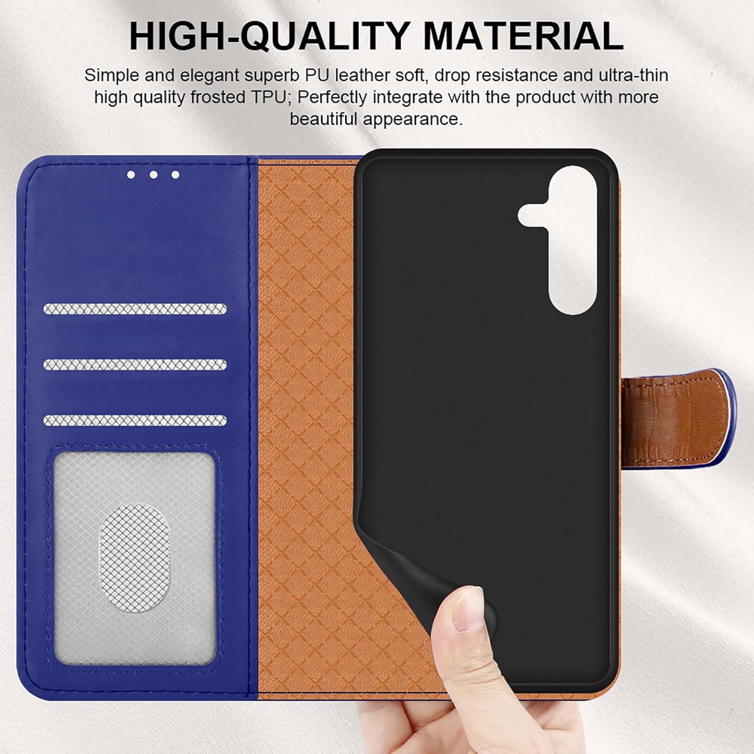 iCatchy for Samsung Galaxy A15 Case Leather Wallet Book Flip Folio Stand View Magnetic Protect RFID Blocking Cover compatible with Samsung A15 5G / A15 4G Phone Cover
