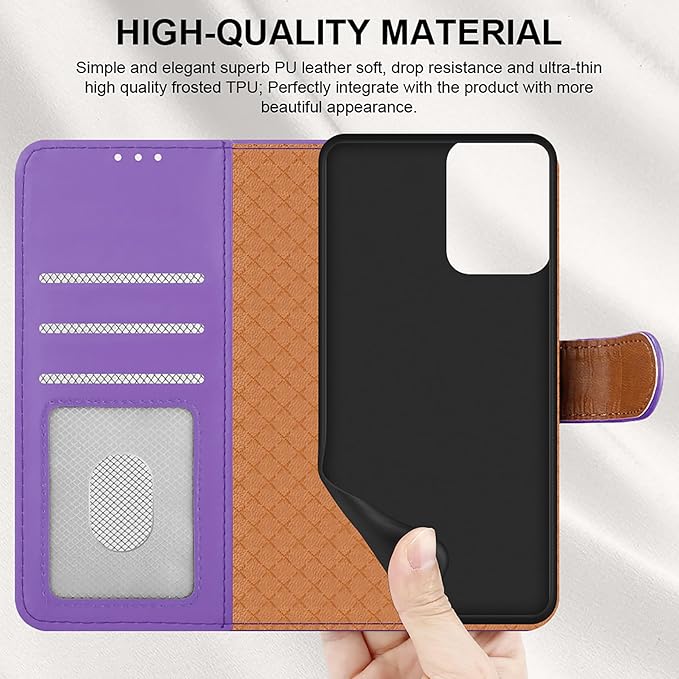 iCatchy for Motorola Moto G55 Case, Leather Wallet Book Flip Folio Kickstand Magnetic Protect RFID Blocking Cover compatible for Motorola G55 Phone