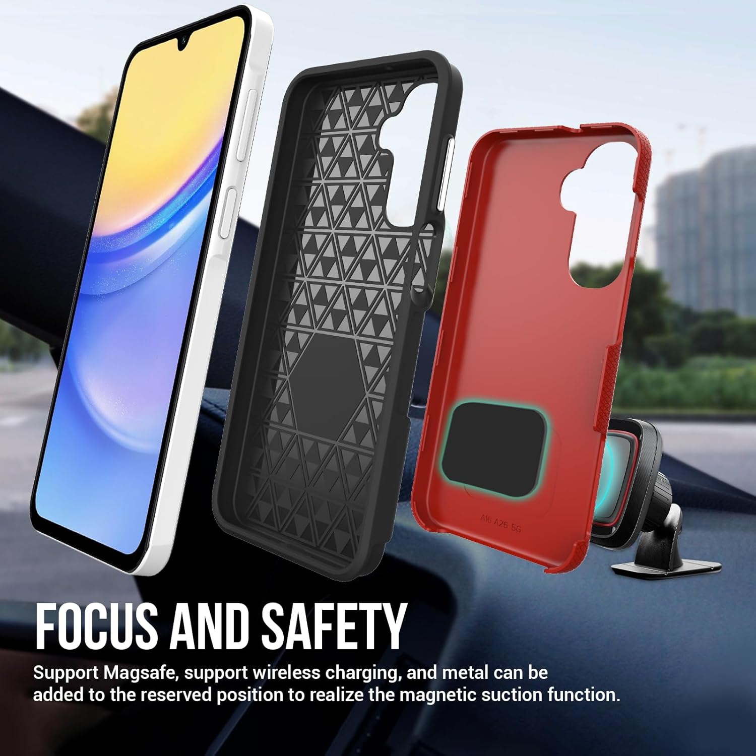 iCatchy Case for Samsung A17 A16 A26 Phone and 2X Screen Protector, Heavy Duty Rugged Military Grade Dual Layer Shockproof Matte Phone Cover