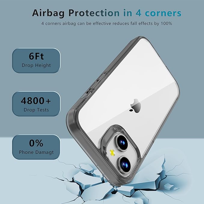 iCatchy for iPhone 15 Case 6.1-Inch, Shockproof Bumper Phone Cover, Anti-Yellowing Clear Back Compatible with iPhone 15