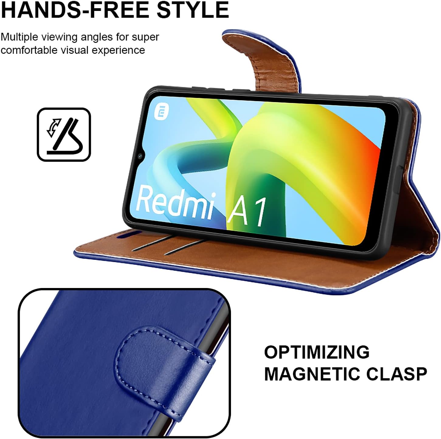 iCatchy for Samsung Galaxy A03 Case Leather Wallet Book Flip Folio Stand View Cover Magnetic Closure with Card Slots and Kickstand for Samsung Galaxy A03 Phone Cover