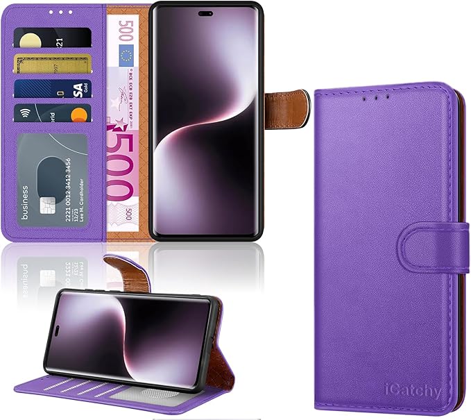 iCatchy for Honor Magic 7 Lite Case with 4 Card Slots Leather Wallet Flip Book RFID Blocking Magnetic Closure Kickstand Shockproof Protective Phone Cover Compatible with Magic 7 Lite