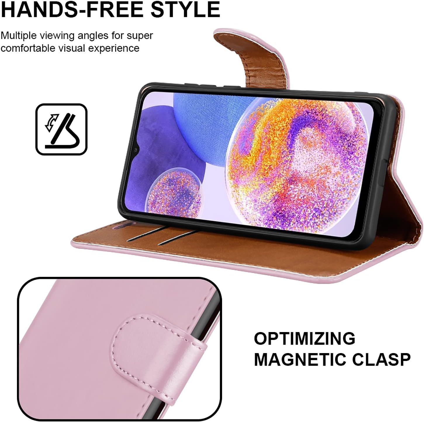 iCatchy for Samsung Galaxy M23 Case Leather Wallet Book Flip Folio Stand View Cover with Card Slots and Kickstand for Samsung Galaxy M23 Phone Cover