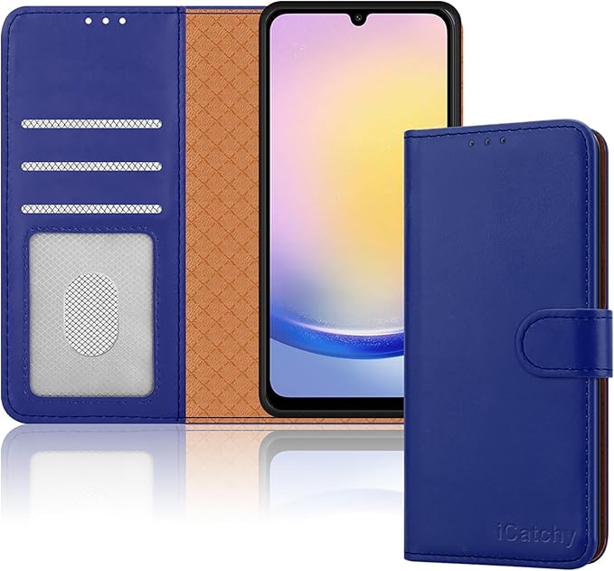 iCatchy for Samsung Galaxy A25 Case Leather Wallet Book Flip Folio Stand View Magnetic Protect RFID Blocking Cover compatible with Samsung A25 Phone Cover