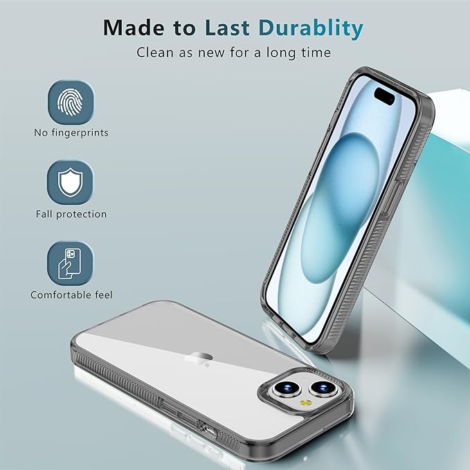iCatchy for iPhone 15 Case 6.1-Inch, Shockproof Bumper Phone Cover, Anti-Yellowing Clear Back Compatible with iPhone 15