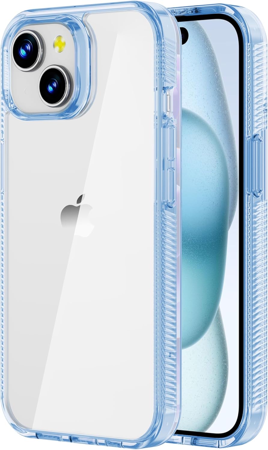 iCatchy for iPhone 15 Case 6.1-Inch, Shockproof Bumper Phone Cover, Anti-Yellowing Clear Back Compatible with iPhone 15