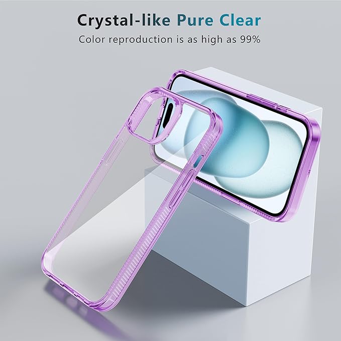 iCatchy for iPhone 15 Case 6.1-Inch, Shockproof Bumper Phone Cover, Anti-Yellowing Clear Back Compatible with iPhone 15