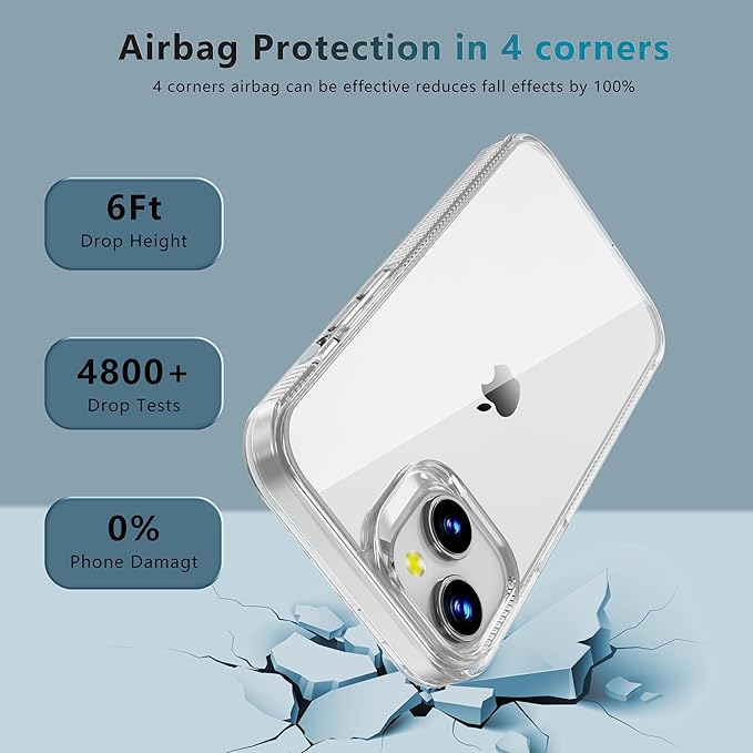 iCatchy for iPhone 15 Case 6.1-Inch, Shockproof Bumper Phone Cover, Anti-Yellowing Clear Back Compatible with iPhone 15