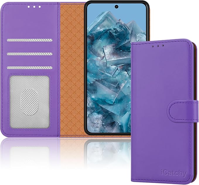 iCatchy for Google Pixel 8 Pro Case Leather Wallet Book Flip Folio Stand View Magnetic Protect RFID Blocking Cover Compatible with Pixel 8 Pro Phone