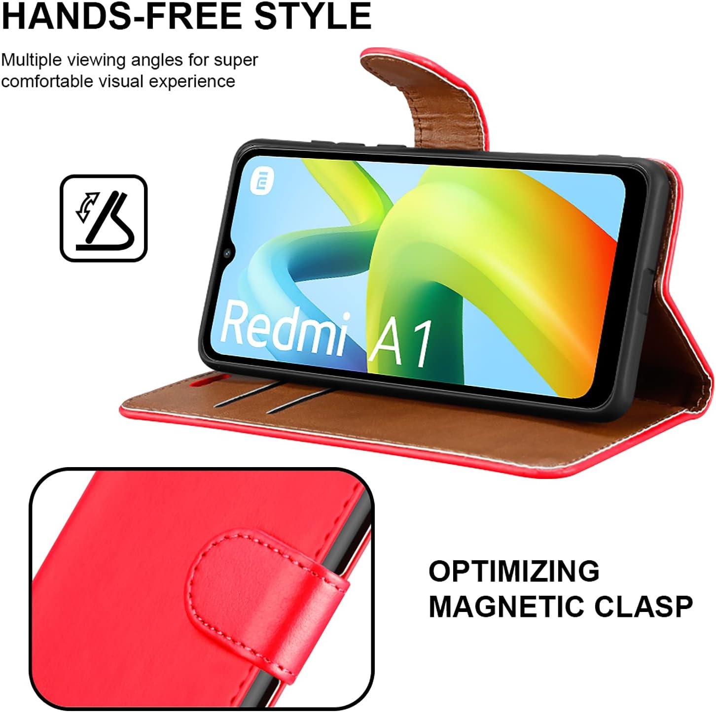 iCatchy for Samsung Galaxy A03 Case Leather Wallet Book Flip Folio Stand View Cover Magnetic Closure with Card Slots and Kickstand for Samsung Galaxy A03 Phone Cover