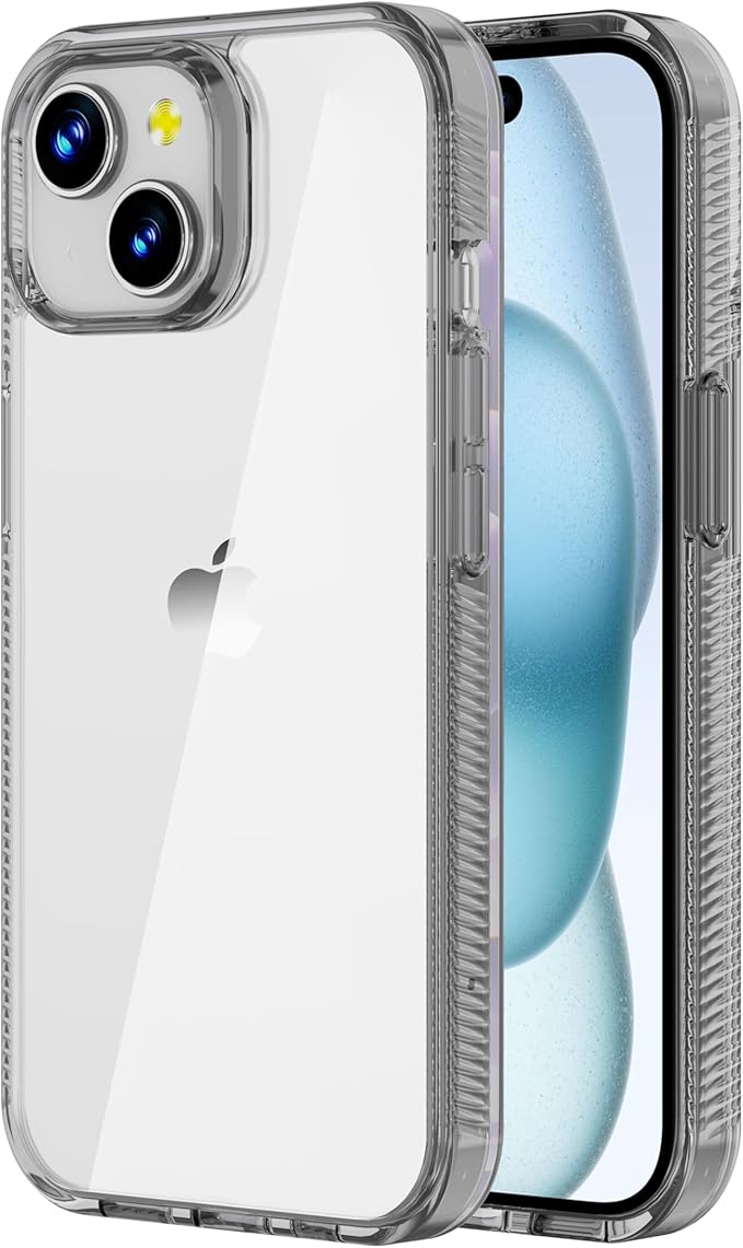iCatchy for iPhone 15 Case 6.1-Inch, Shockproof Bumper Phone Cover, Anti-Yellowing Clear Back Compatible with iPhone 15