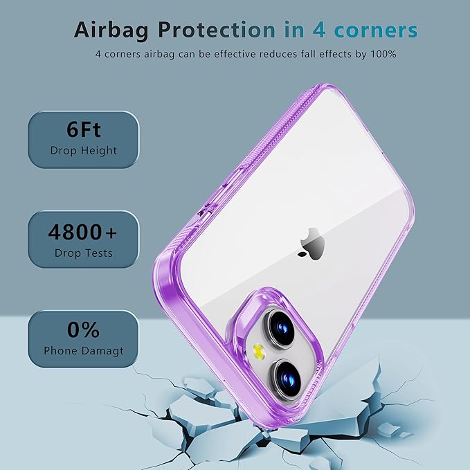 iCatchy for iPhone 15 Case 6.1-Inch, Shockproof Bumper Phone Cover, Anti-Yellowing Clear Back Compatible with iPhone 15