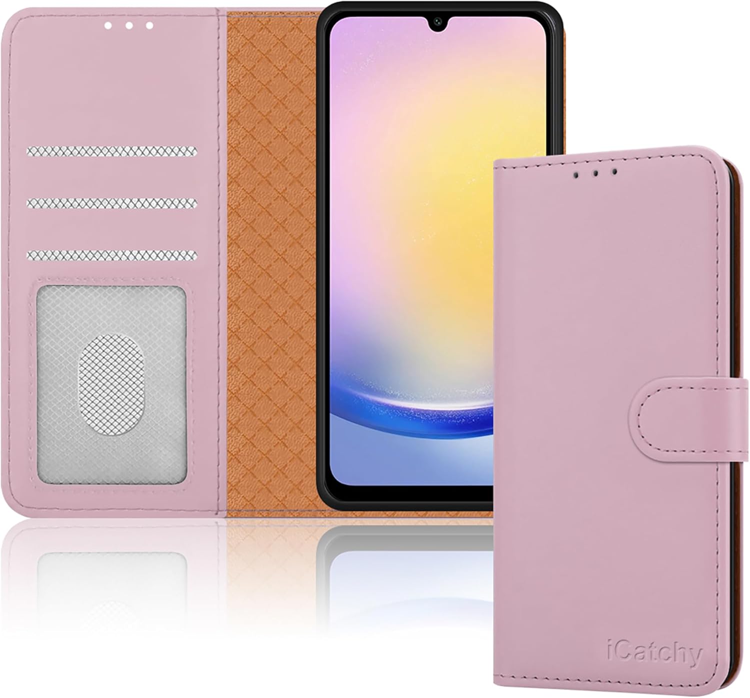 iCatchy for Samsung Galaxy A25 Case Leather Wallet Book Flip Folio Stand View Magnetic Protect RFID Blocking Cover compatible with Samsung A25 Phone Cover