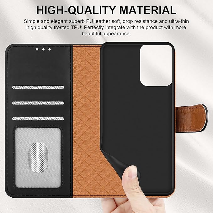 iCatchy for Motorola Moto G55 Case, Leather Wallet Book Flip Folio Kickstand Magnetic Protect RFID Blocking Cover compatible for Motorola G55 Phone
