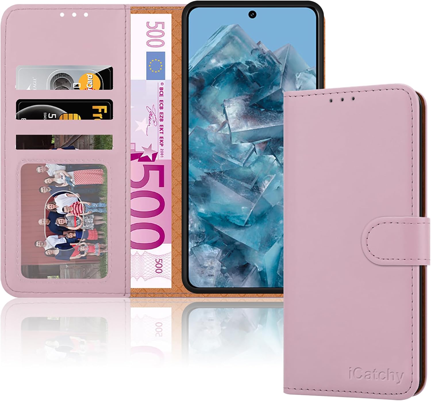 iCatchy for Google Pixel 8 Pro Case Leather Wallet Book Flip Folio Stand View Magnetic Protect RFID Blocking Cover Compatible with Pixel 8 Pro Phone