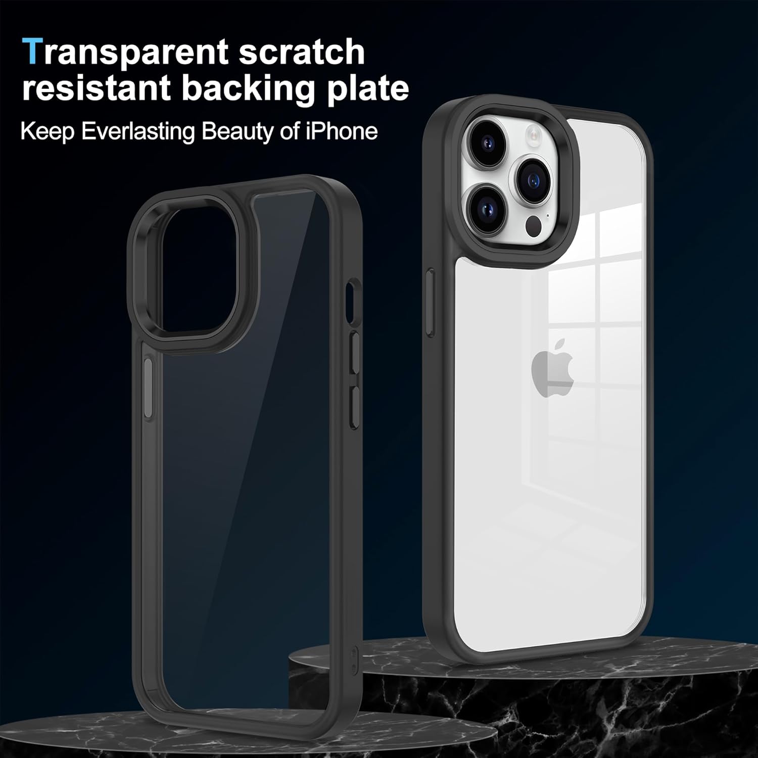 iCatchy for iPhone 15 Case 6.1-Inch, Shockproof Bumper Phone Cover, Anti-Yellowing Clear Back Compatible with iPhone 15
