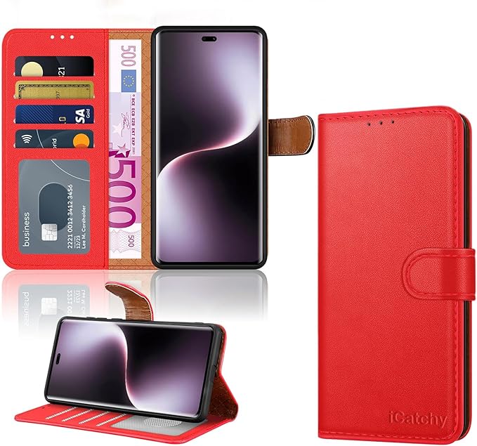 iCatchy for Honor Magic 7 Lite Case with 4 Card Slots Leather Wallet Flip Book RFID Blocking Magnetic Closure Kickstand Shockproof Protective Phone Cover Compatible with Magic 7 Lite