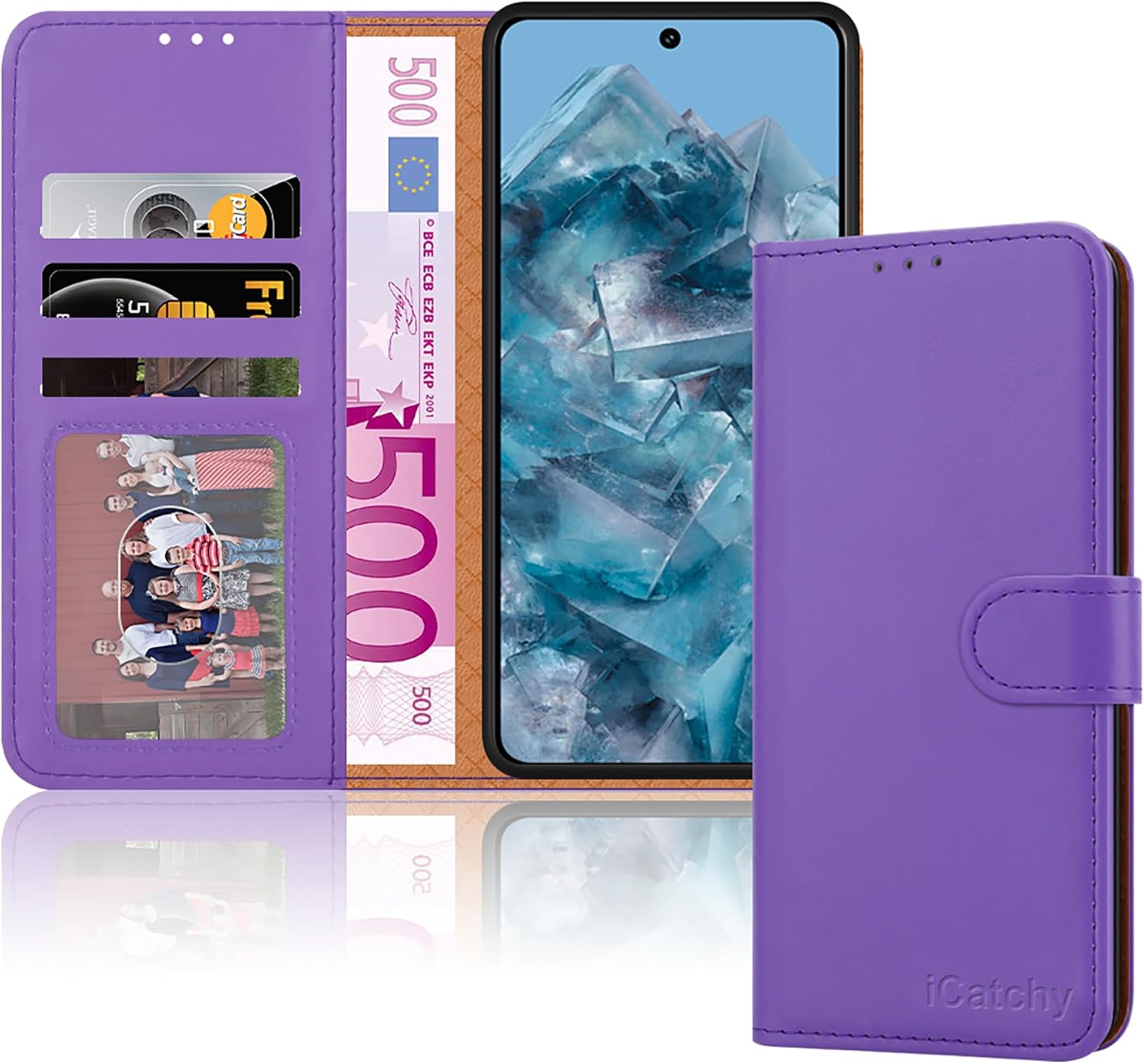 iCatchy for Google Pixel 8 Pro Case Leather Wallet Book Flip Folio Stand View Magnetic Protect RFID Blocking Cover Compatible with Pixel 8 Pro Phone