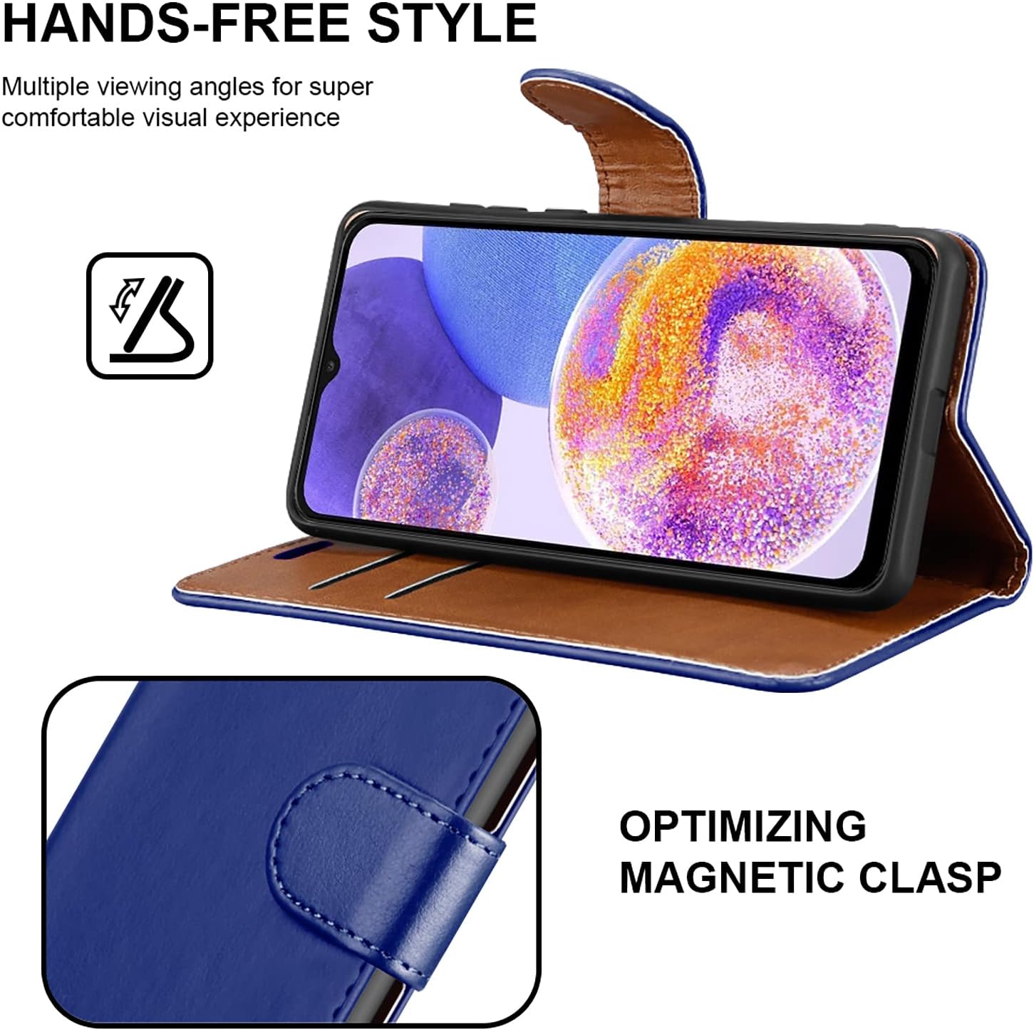 iCatchy for Samsung Galaxy M23 Case Leather Wallet Book Flip Folio Stand View Cover with Card Slots and Kickstand for Samsung Galaxy M23 Phone Cover