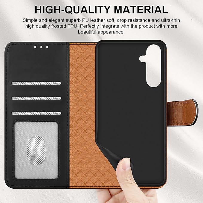 iCatchy for Samsung Galaxy A25 Case Leather Wallet Book Flip Folio Stand View Magnetic Protect RFID Blocking Cover compatible with Samsung A25 Phone Cover