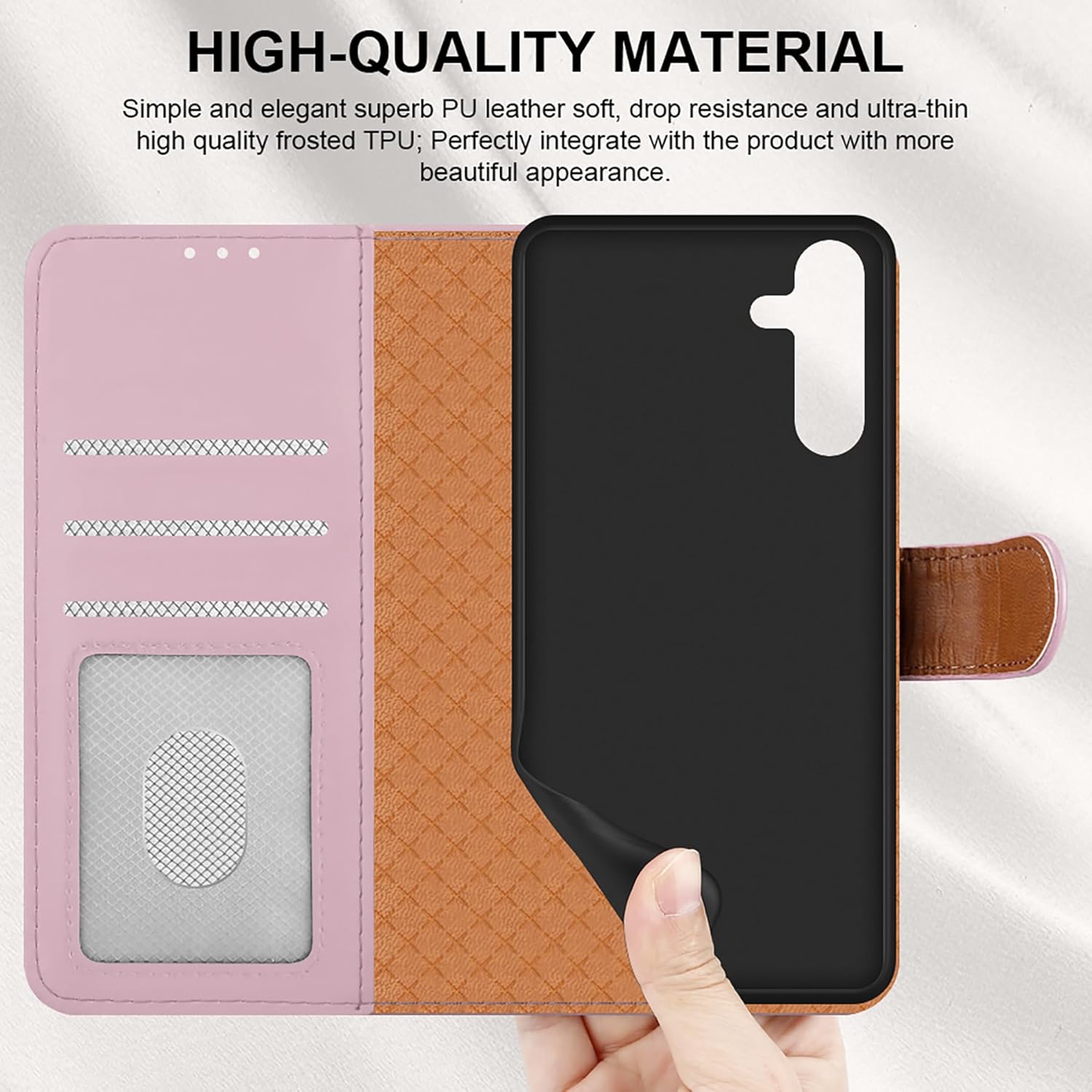 iCatchy for Samsung Galaxy A15 Case Leather Wallet Book Flip Folio Stand View Magnetic Protect RFID Blocking Cover compatible with Samsung A15 5G / A15 4G Phone Cover