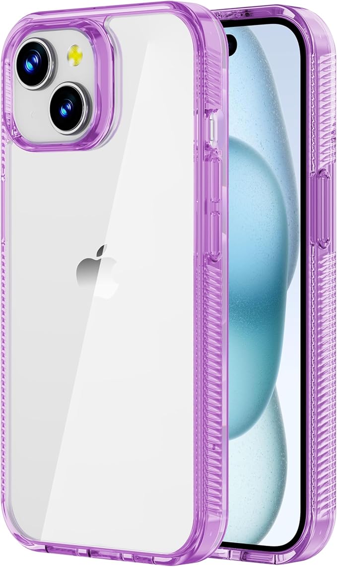 iCatchy for iPhone 15 Case 6.1-Inch, Shockproof Bumper Phone Cover, Anti-Yellowing Clear Back Compatible with iPhone 15