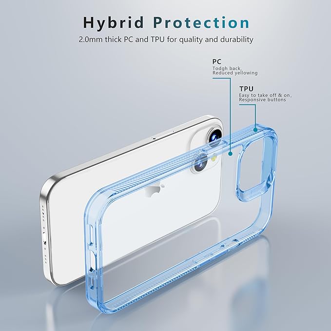 iCatchy for iPhone 15 Case 6.1-Inch, Shockproof Bumper Phone Cover, Anti-Yellowing Clear Back Compatible with iPhone 15