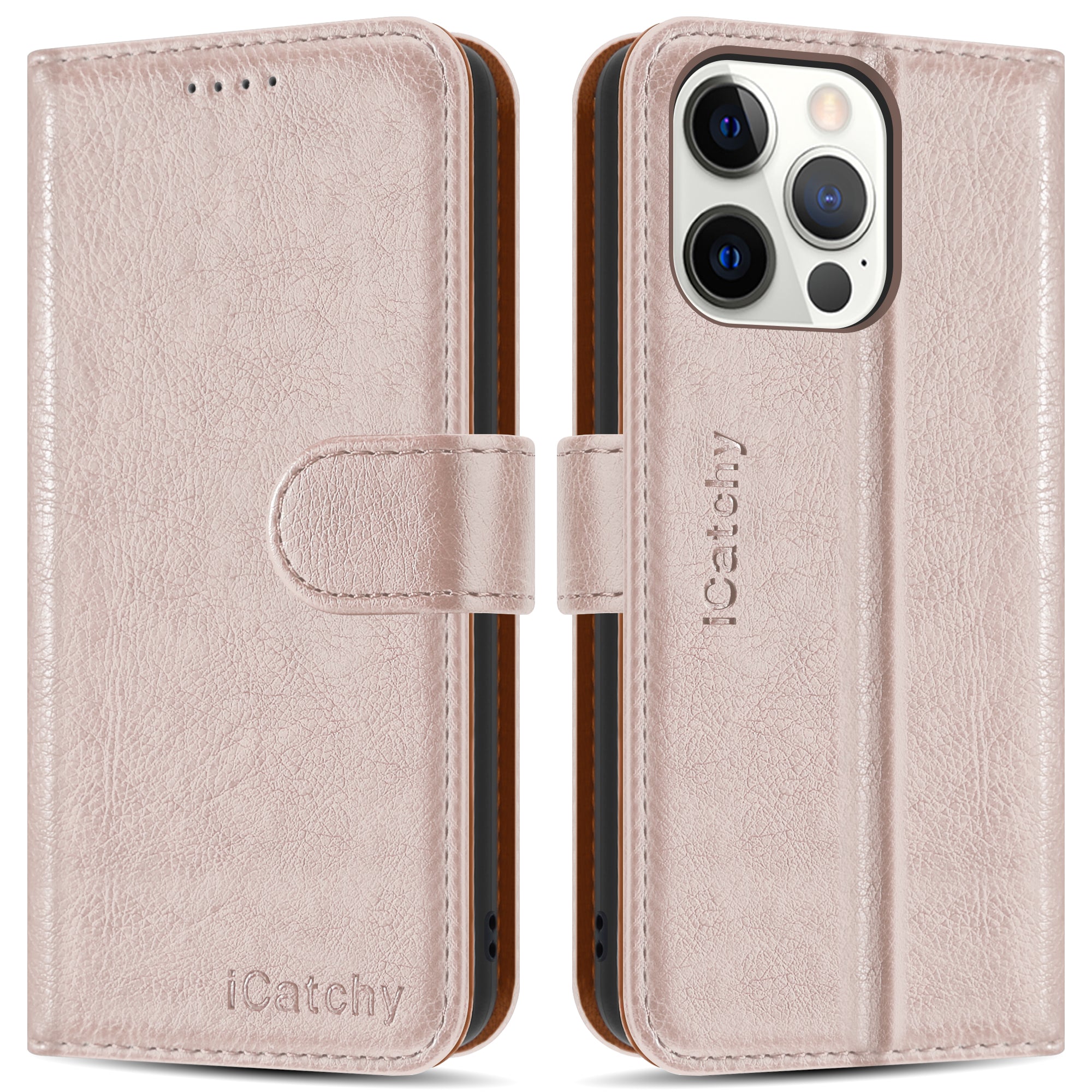 iCatchy for iPhone 13 Case Leather Wallet Book Flip Folio Stand View Cover Magnetic Closure with Card Slots Compatible for iPhone 13 Phone (6.1'')