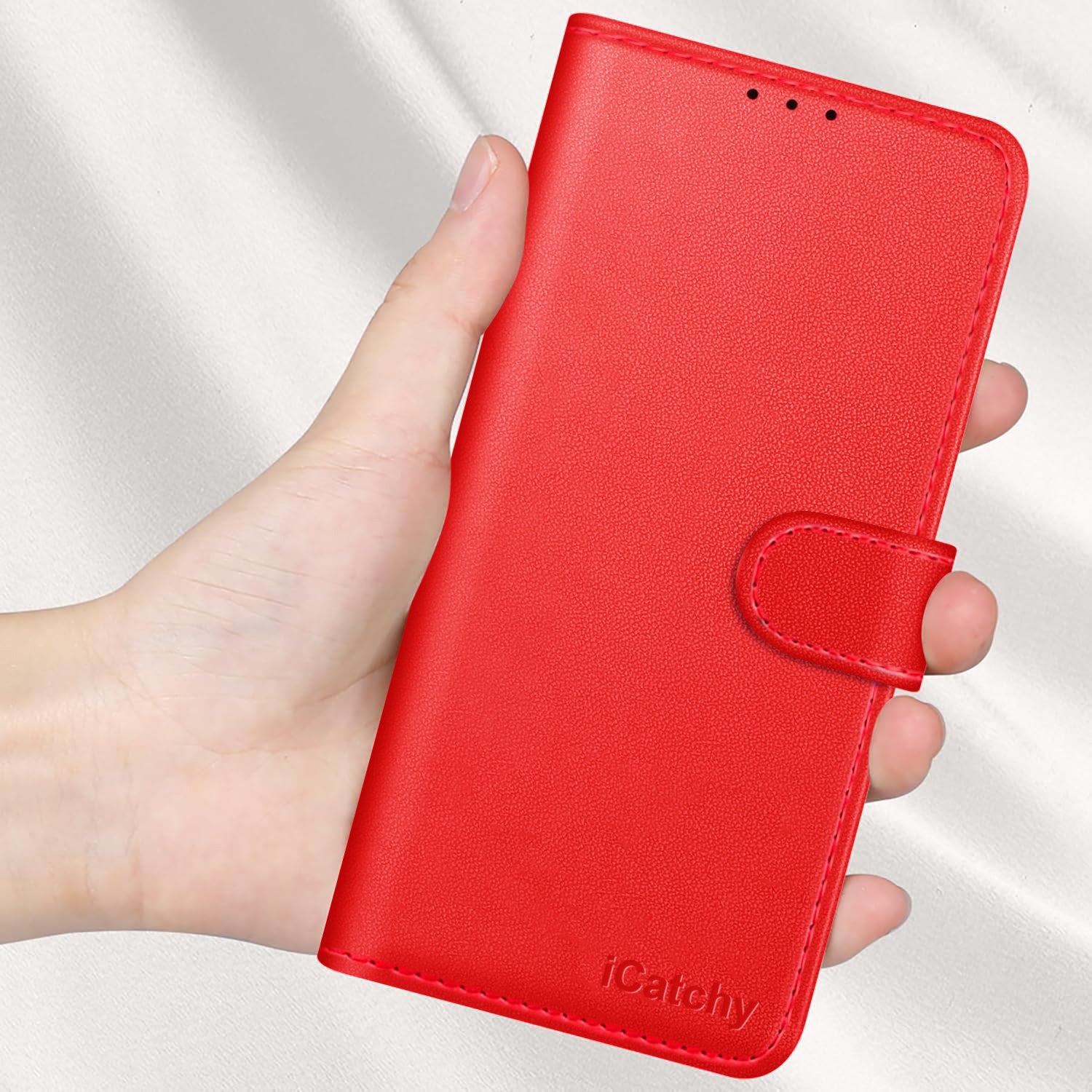 iCatchy for iPhone 17 Case with 3 Card Slots Leather Wallet Flip Book Magnetic Closure Kickstand Shockproof Protective Phone Cover compatible with iPhone 17