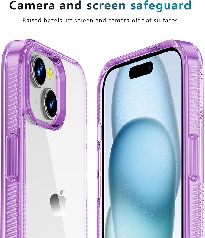iCatchy for iPhone 15 Case 6.1-Inch, Shockproof Bumper Phone Cover, Anti-Yellowing Clear Back Compatible with iPhone 15