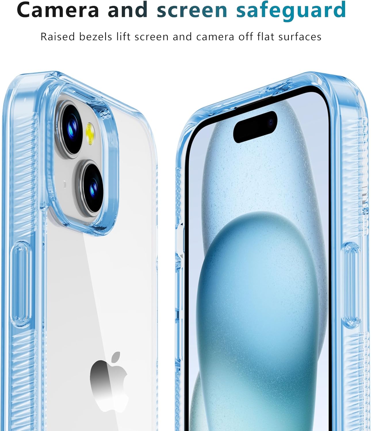 iCatchy for iPhone 15 Case 6.1-Inch, Shockproof Bumper Phone Cover, Anti-Yellowing Clear Back Compatible with iPhone 15