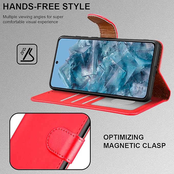 iCatchy for Google Pixel 8 Pro Case Leather Wallet Book Flip Folio Stand View Magnetic Protect RFID Blocking Cover Compatible with Pixel 8 Pro Phone