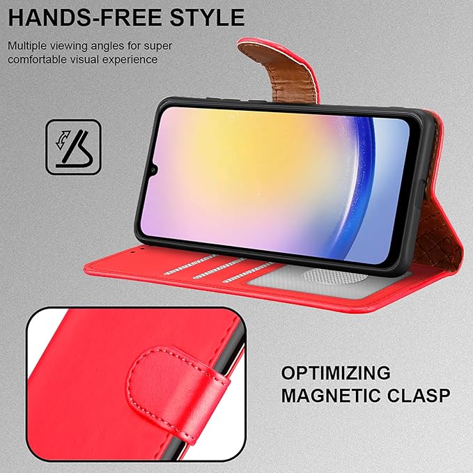 iCatchy for Samsung Galaxy A25 Case Leather Wallet Book Flip Folio Stand View Magnetic Protect RFID Blocking Cover compatible with Samsung A25 Phone Cover