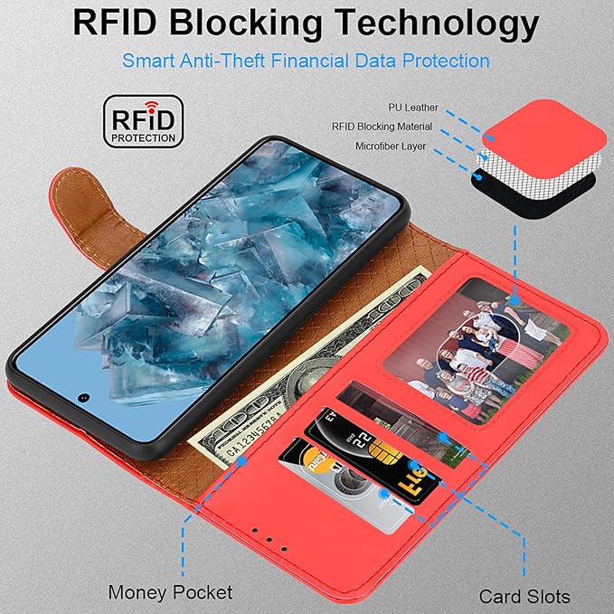 iCatchy for Google Pixel 8 Pro Case Leather Wallet Book Flip Folio Stand View Magnetic Protect RFID Blocking Cover Compatible with Pixel 8 Pro Phone