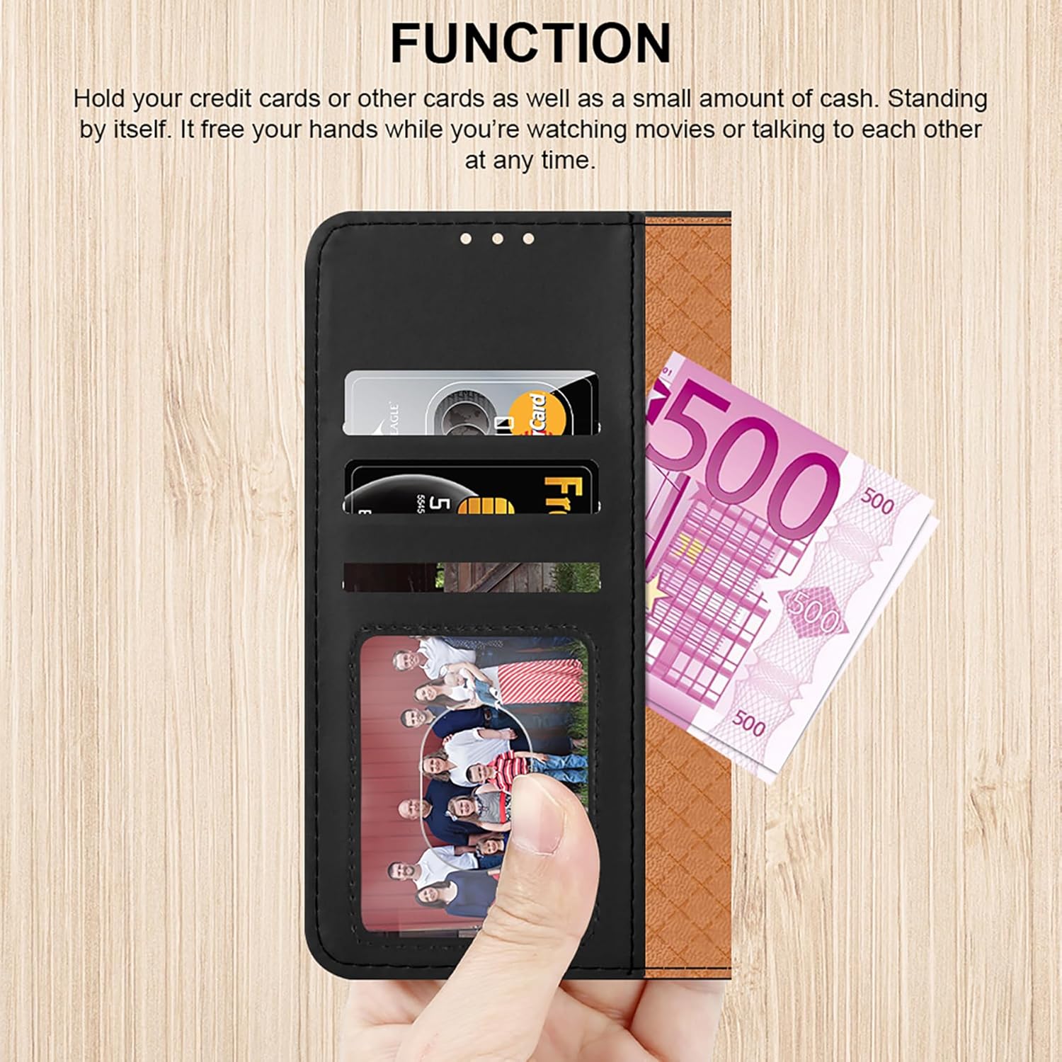 iCatchy for Samsung Galaxy A15 Case Leather Wallet Book Flip Folio Stand View Magnetic Protect RFID Blocking Cover compatible with Samsung A15 5G / A15 4G Phone Cover